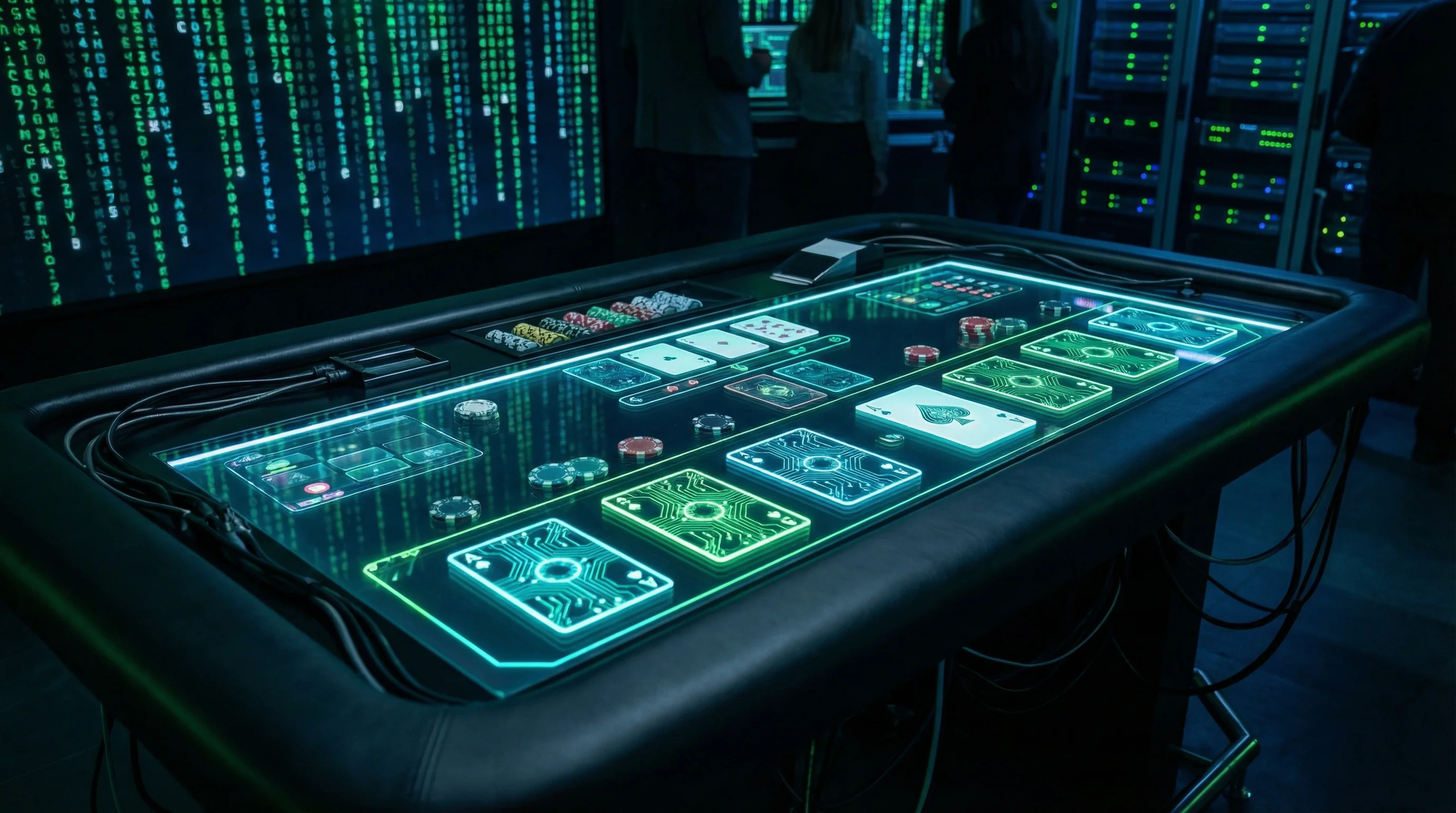 Mesa de bacará elegante com tema hacker no brlbet